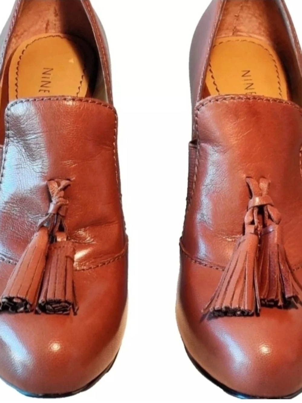 Nine West Brown Tassel Women's 4" Heels 6M Shoes...